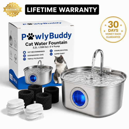 Cat Stainless Steel Water Fountain