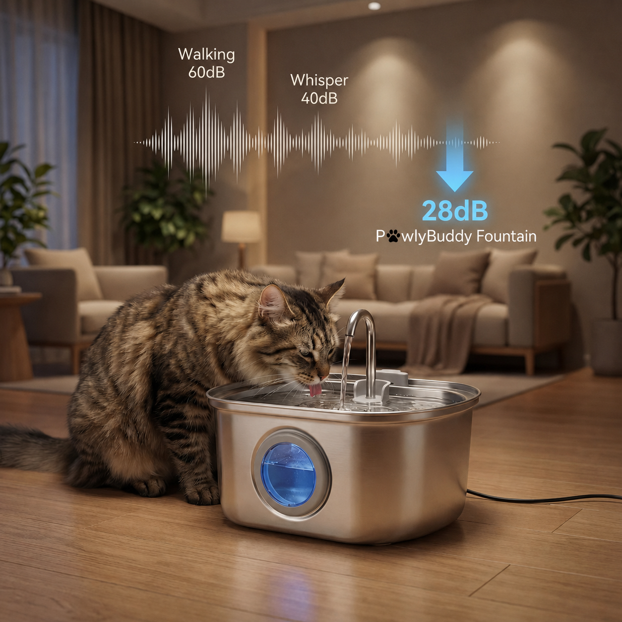Stainless Steel Water Fountain Pet — PawlyBuddy™